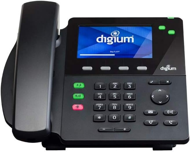 Digium Teléfono IP D62 SIP de 2 líneas con voz HD, Gigabit, pantalla a color de 4.3 pulgadas, teclas de icono