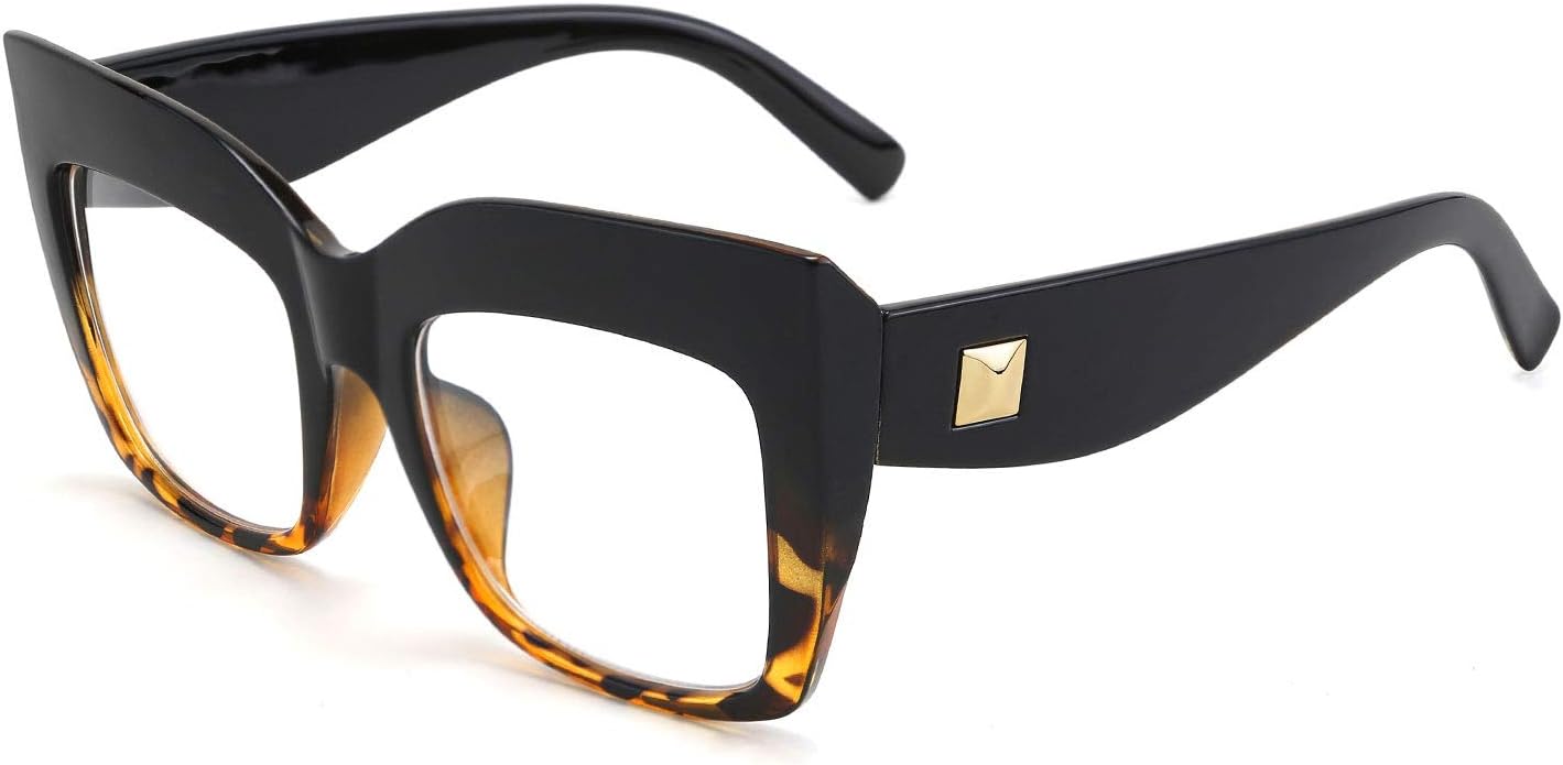 FEISEDY Gafas de lectura cuadradas de gran tamaño con filtro de luz azul para mujer B2627