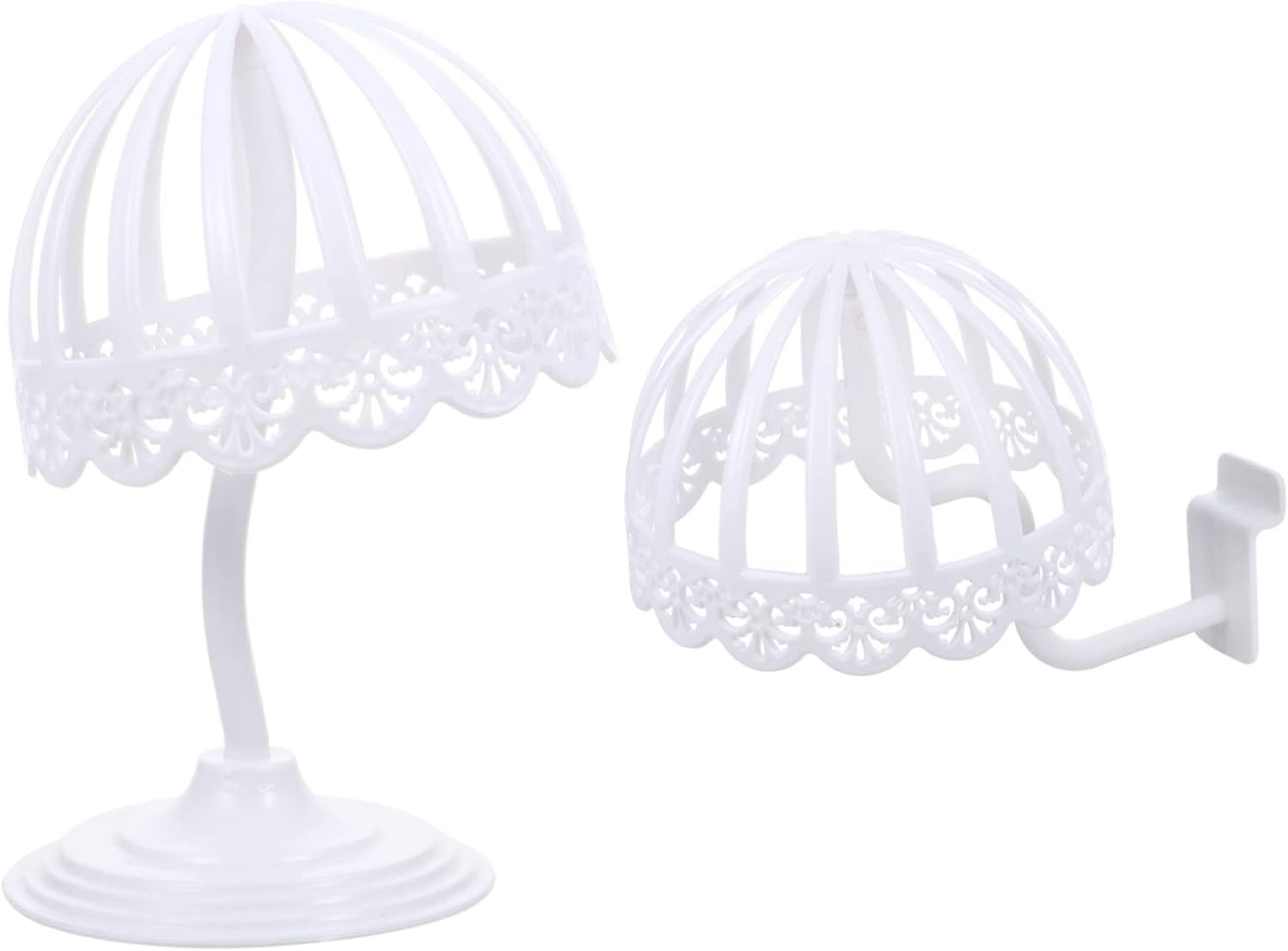 Soporte de peluca corta 2 unids soporte portátil de viaje plástico blanco abrigo peluca soportes de exhibición