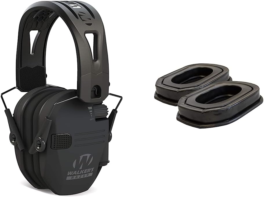 Walker’s Razor Tacti-Grip – Orejeras negras de compuesto de silicona de alto rendimiento antideslizante – Claridad de sonido natural, rango dinámico
