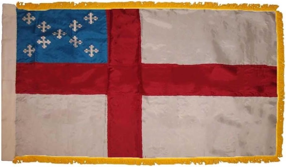 Funda de nailon 300D bordada para iglesia episcopal de 3 x 5 pulgadas con bandera de flecos de 3 x 5 pies