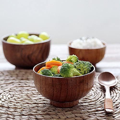 JapanBargain 1653 – Juego de 2 cuencos de madera estilo zen japonés, cuenco de arroz para sopa de miso, sopa, postre, ensalada y aperitivos