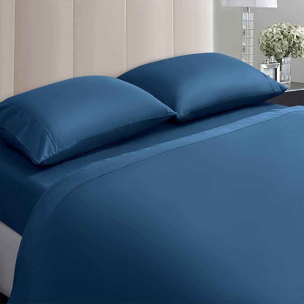 Sábanas 100% algodón egipcio, juego de sábanas pesadas de lujo de 1000 hilos, tejido de satén de calidad de hotel, muy suaves con sábanas de