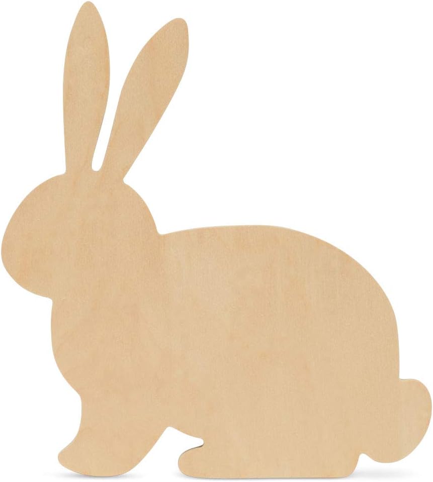 Recorte de conejo de madera jumbo de 16 x 14 pulgadas, paquete de 3 recortes de conejo de Pascua de madera sin terminar para pintar para