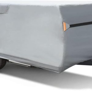 Funda plegable plegable para caravana de 8 a 10 pies, protección mejorada de alta resistencia, impermeable, con 3 correas inferiores, protección Funda plegable plegable para caravana de 8 a 10 pies, protección mejorada de alta resistencia, impermeable, con 3 correas inferiores, protección
