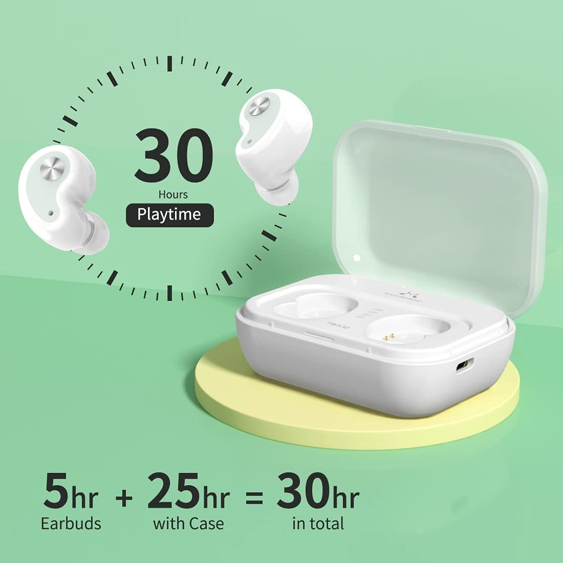 SoundMAGIC TWS30 G2 – Auriculares intrauditivos inalámbricos Bluetooth con micrófono, estéreo de alta fidelidad, impermeables y batería de 30 horas,