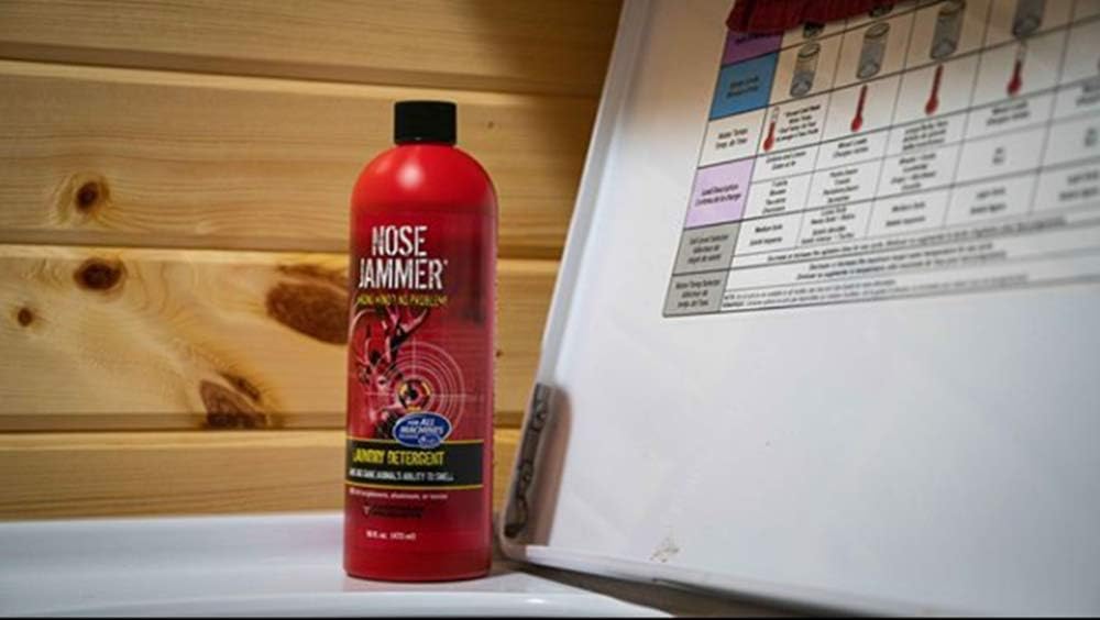 Nose Jammer Detergente para ropa sucia eliminador de olores para cazadores, bloqueador de aroma de caza de ciervos, 16 onzas,