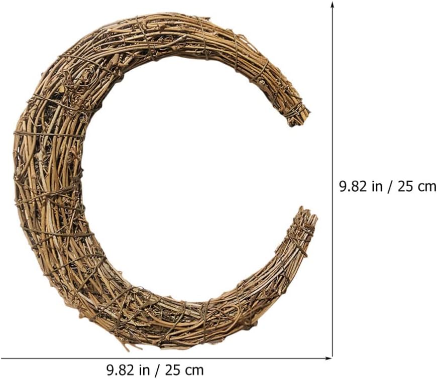 FOMIYES 2 piezas de corona de vid natural en forma de luna, corona de rama, anillo de corona de ratán, guirnalda de 9.8 in, anillo de arreglo floral