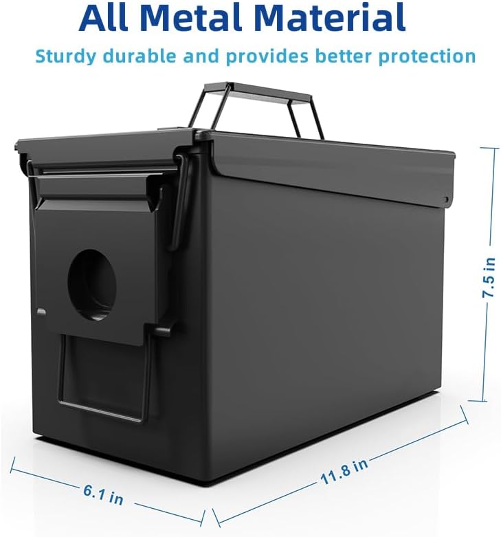 PATRON 50 Cal Munición Can Metal 0.354 in Caja de munición caja de almacenamiento caja para escopeta bala rifle Nerf munición impermeable caso-gard