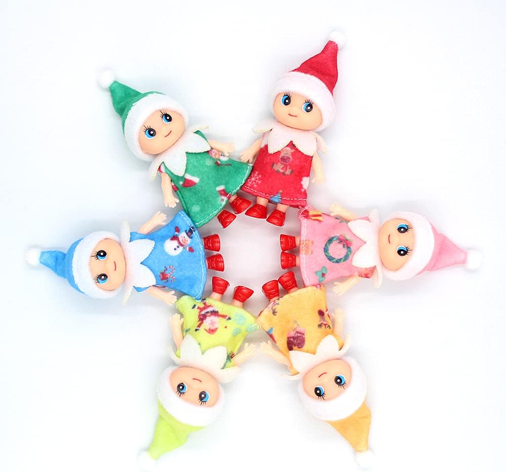 Pequeña decoración de muñeco elfo de Navidad  Regalo para bebé recién nacido  Muñecas de elfo para niña y niño (vestido rosa)