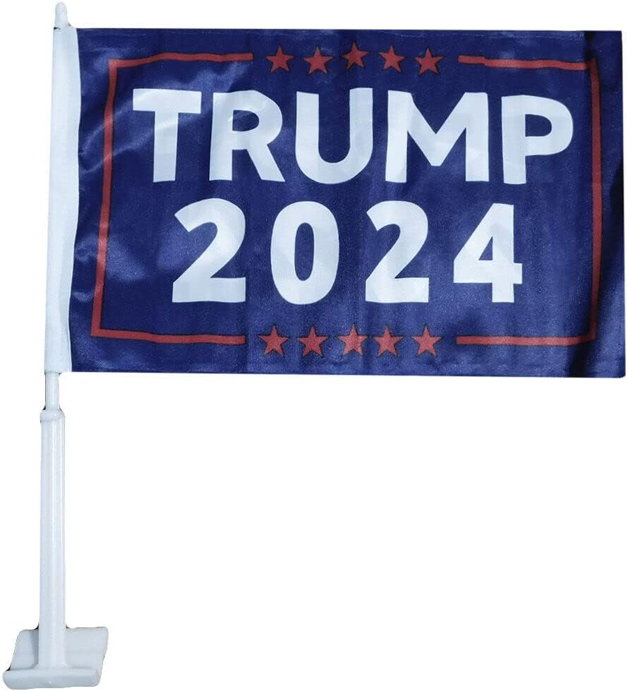 Premium 12 Pack Trump 2024 12″x18″ Double Sided Rough Tex Knit Nylon Car Flag