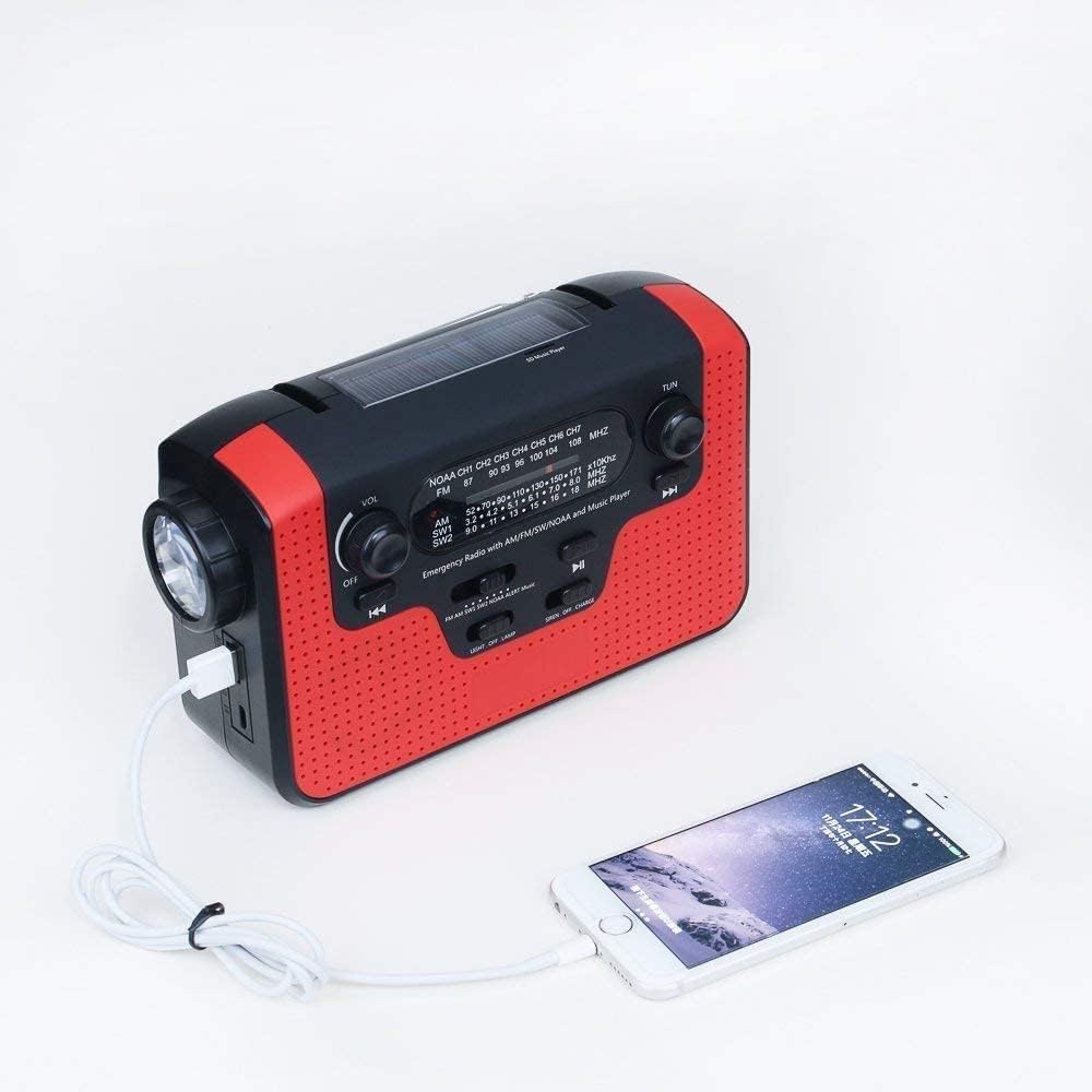 Radio portátil FM AM Pocket Radio Solar manivela de emergencia radio meteorológica NOAAAMFM radio portátil con 3 linterna LED 1000 mAh cargador de