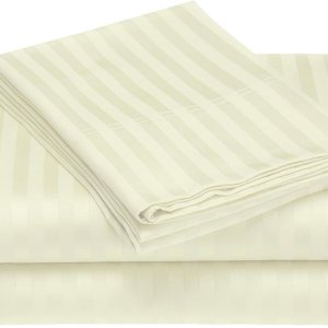 Juego de sábanas a rayas color crema, tamaño Queen, 100% microfibra, juego de sábanas de lujo de hotel, sábanas refrescantes suaves, sábanas de Juego de sábanas a rayas color crema, tamaño Queen, 100% microfibra, juego de sábanas de lujo de hotel, sábanas refrescantes suaves, sábanas de