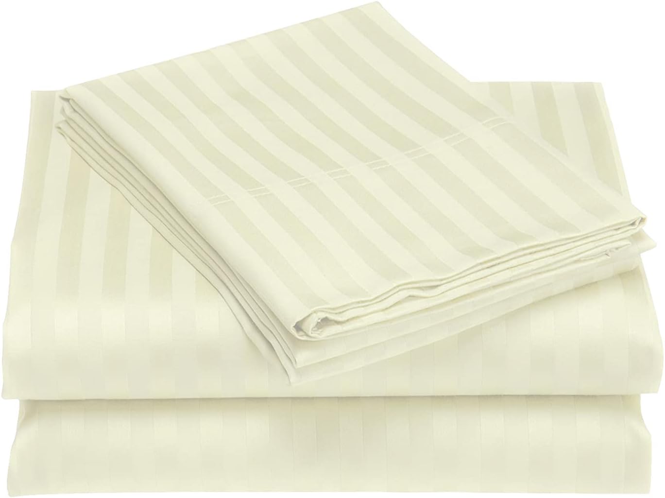 Juego de sábanas a rayas color crema, tamaño Queen, 100% microfibra, juego de sábanas de lujo de hotel, sábanas refrescantes suaves, sábanas de
