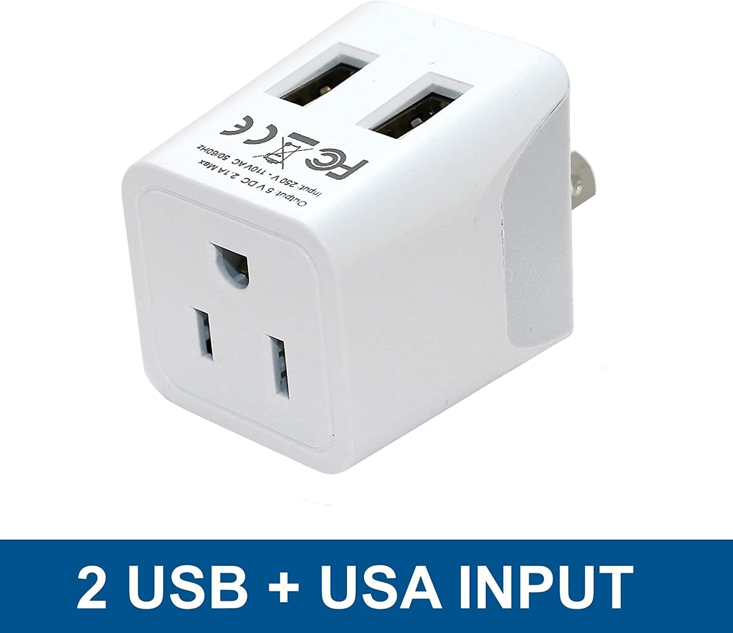 Ceptics Australia, Nueva Zelanda y China, adaptador de viaje con doble entrada USB, ultra compacto, de Estados Unidos a tipo I, perfecto para