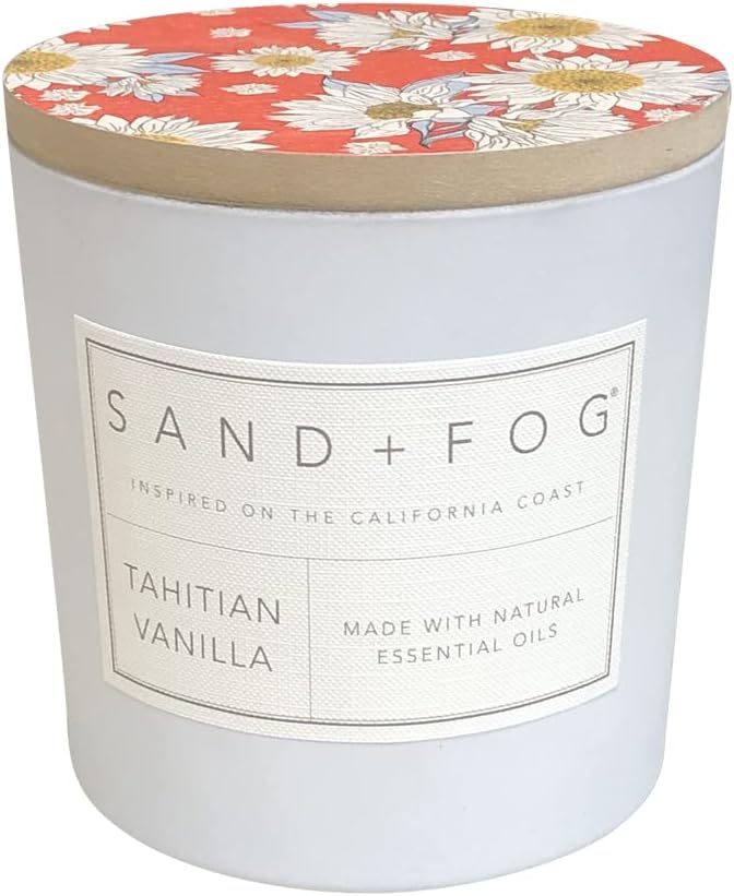 Sand + Fog Velas perfumadas  Vainilla de Tahití  Aromas y tamaños adicionales  3 mechas 100% algodón sin plomo  Velas de lujo para ambientar