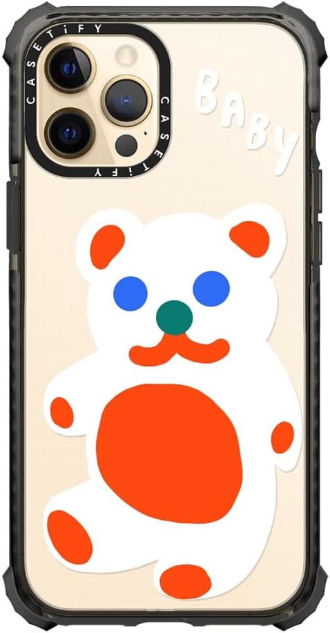 CASETiFY Katie Benn – Funda Ultra Impact para iPhone 12 Pro Max, diseño de oso de bebé, color negro transparente