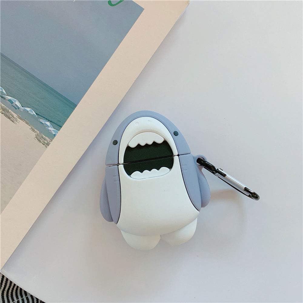 ICI-Rencontrer Compatible con auriculares Airpods 1 y 2, para niños, niñas, mujeres, 3D, diseño de animales de ballena, carga inalámbrica, con