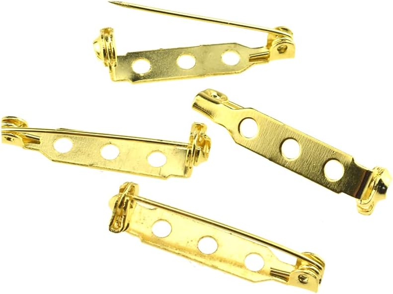 Broche dorado de 0.98 pulgadas de longitud, con barra trasera, cierre de seguridad para manualidades, etiquetas de nombre de juguete, ramilletes,
