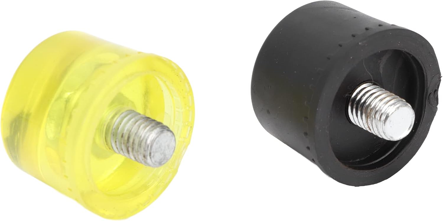 Juego de 4 puntas de cabeza de mazo de plástico amarillo y negro, para manualidades de cuero, madera, instalación de suelos (25 mm)