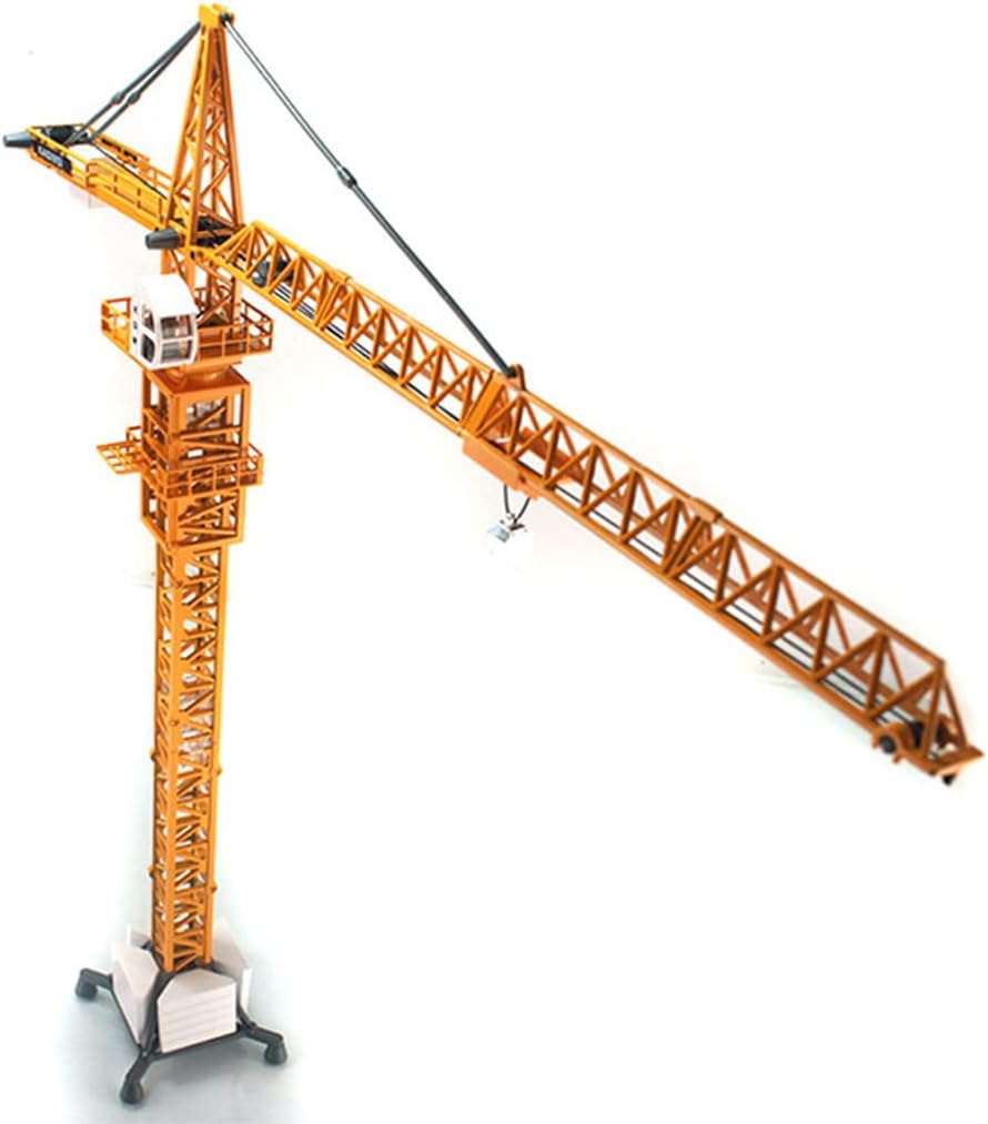 Modelo de grúa torre fundida a presión de aleación 150, modelo de vehículos de construcción de grúa de simulación, juguete giratorio de 360 grados,