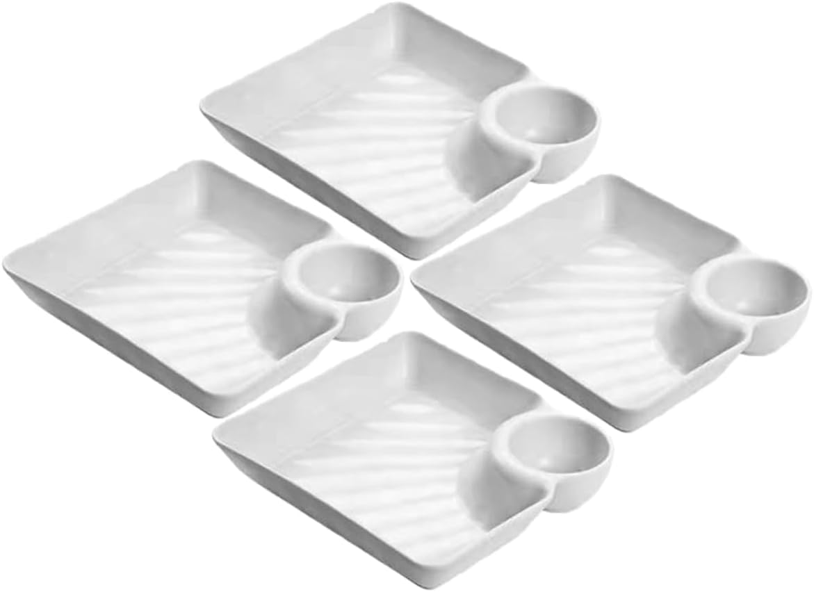 HOMSFOU 4 unidades de bandeja de bolas de masa para servir chips y platos de aperitivos platos de condimentos cuadrados platos para servir con