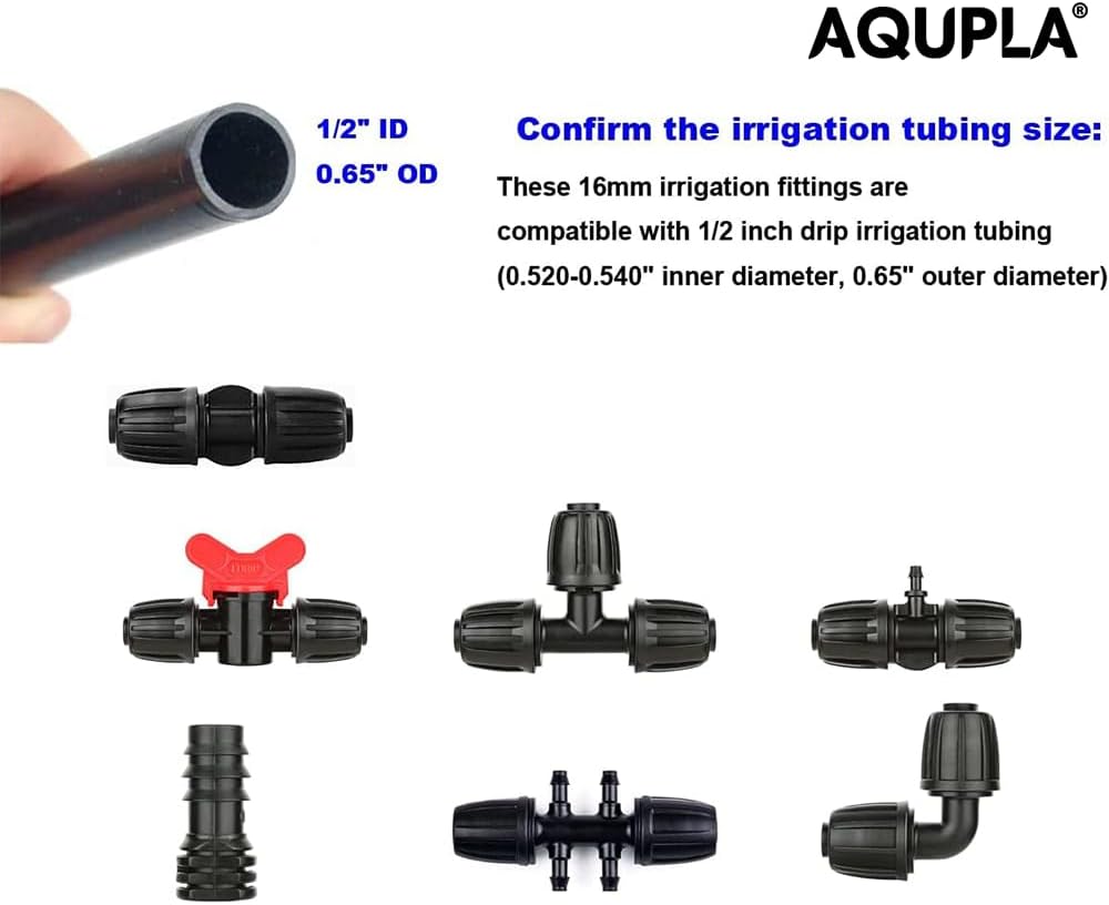 Accesorios de riego por goteo de 12 pulgada, conectores en T de púas para Rain Bird, Orbita, tubo de riego por goteo, 10 unidades