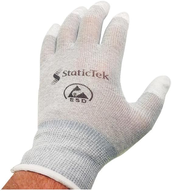ESD Anti-Static Gloves – 12 Pairs Conductive Carbon Fabric Palm Coating Gloves for Safe Handling Work Gloves