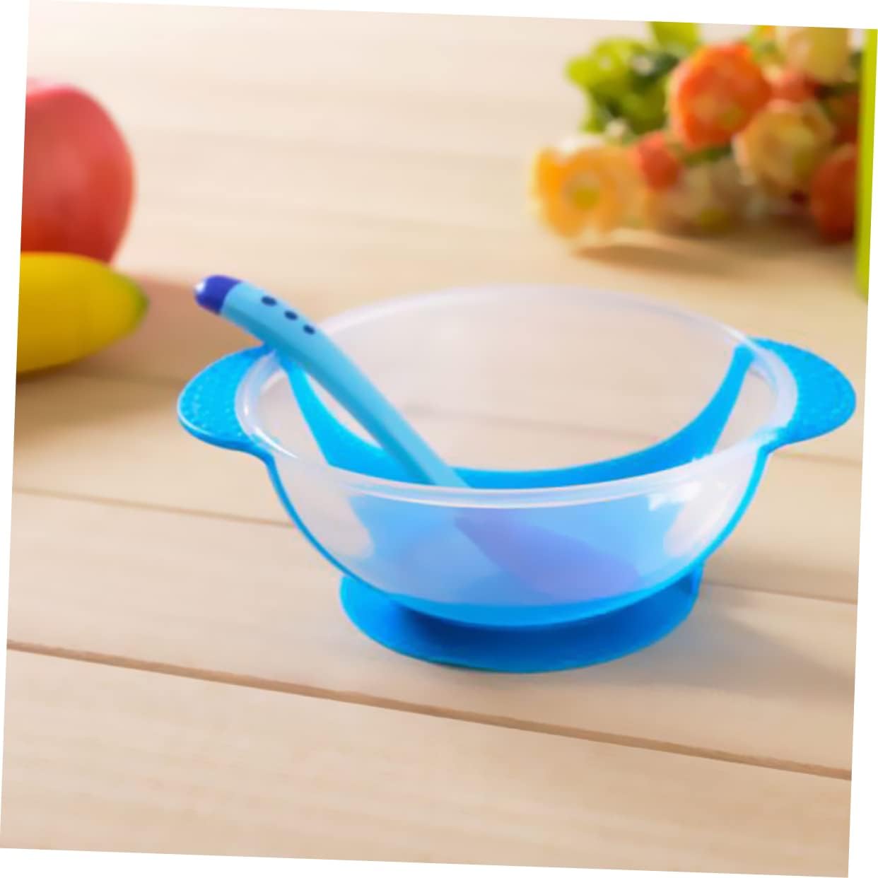Kisangel Ventosa Vajilla Detección Temperatura Silicona Cambio De Color De Alimentación Taza Al Azar Cuchara De Succión Cubiertos Resistente Tazón