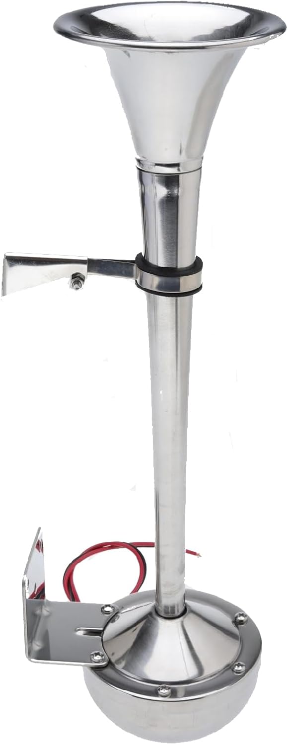 NovelBee Bocina de trompeta de barco marino de 12 V, bocina eléctrica única de acero inoxidable de 115 db para remolque de camión de barco