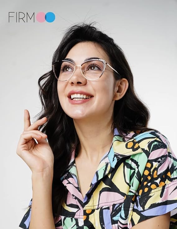 Firmoo Lentes de bloqueo de luz azul, antifatiga ocular, anti dolor de cabeza, corte UV, gafas de lectura para computadora Cateye con aumento