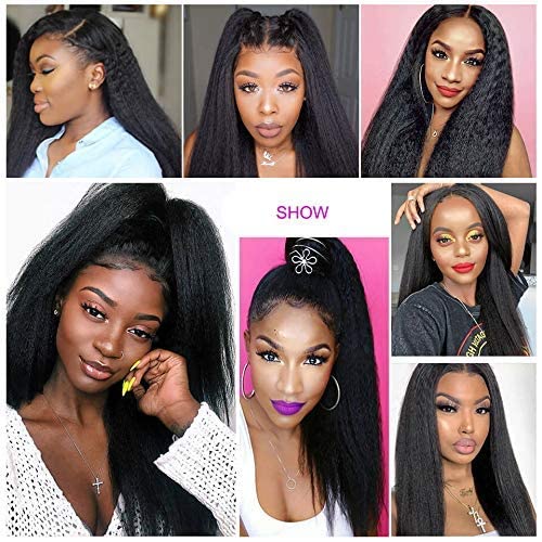 Aisaide Pelucas sintéticas rectas con parte en U para mujeres negras, pelucas sintéticas cortas Yaki lacias negras para cabello natural, peluca en