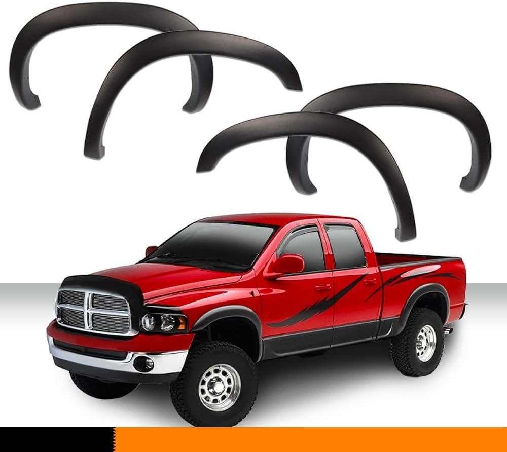 CROSSDESIGN 4 fundas de rueda de guardabarros texturizadas, estilo de fábrica, compatible con Dodge Ram 15002003-2009 Ram 2500 3500 2002-2008 (no