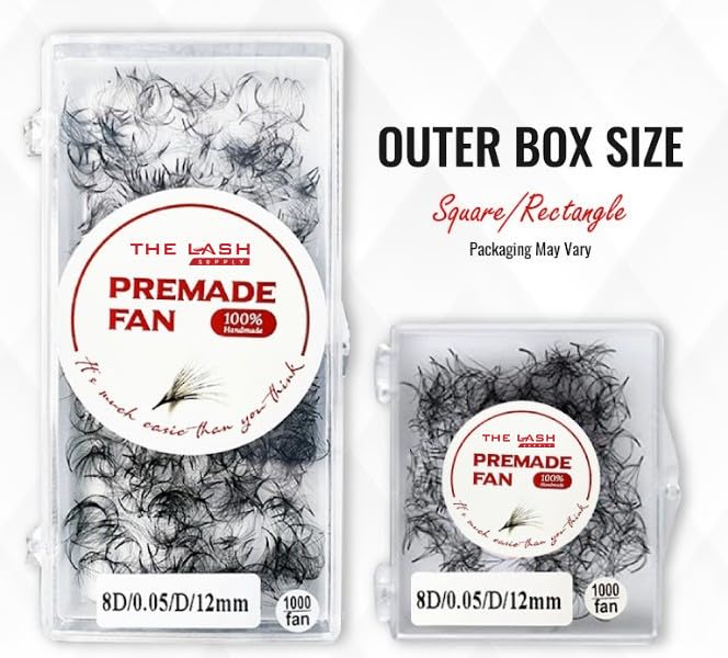 THE LASH SUPPLY 1000fans 3D 4D 5D 6D 7D 8D 10D 12D 14D pestañas de abanico prefabricadas, rizo CCD, longitud de 0.315 a 0.787 pulgadas, 0.030.050.07