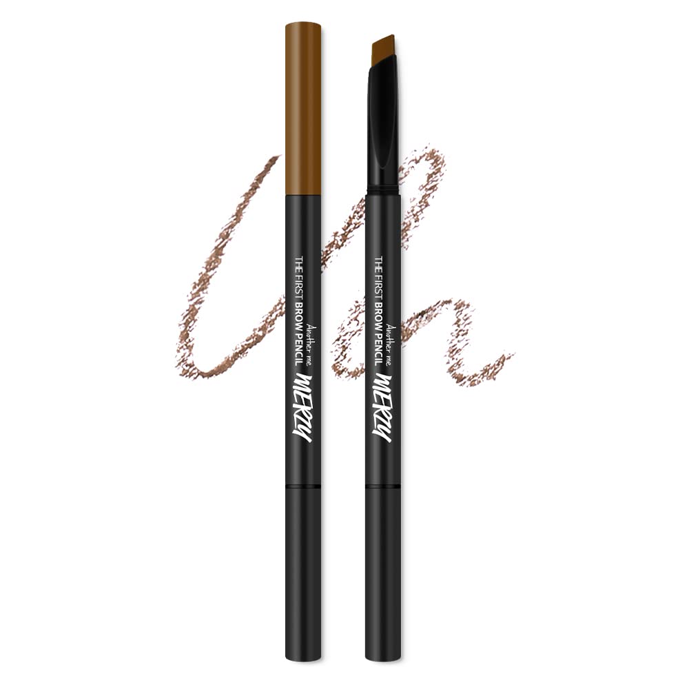 MERZY El primer lápiz de cejas impermeable, de larga duración, color de alta intensidad, punta triangular, marrón almendra (#B3) 0.01 onzas líquidas