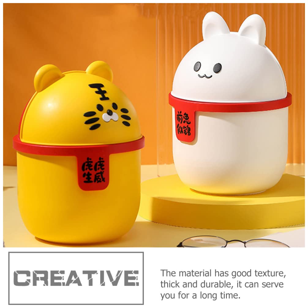 Zerodeko Mini cesta de basura con forma de conejo con forma de animal, cubo de almacenamiento de basura de escritorio, cubo de basura para coche,