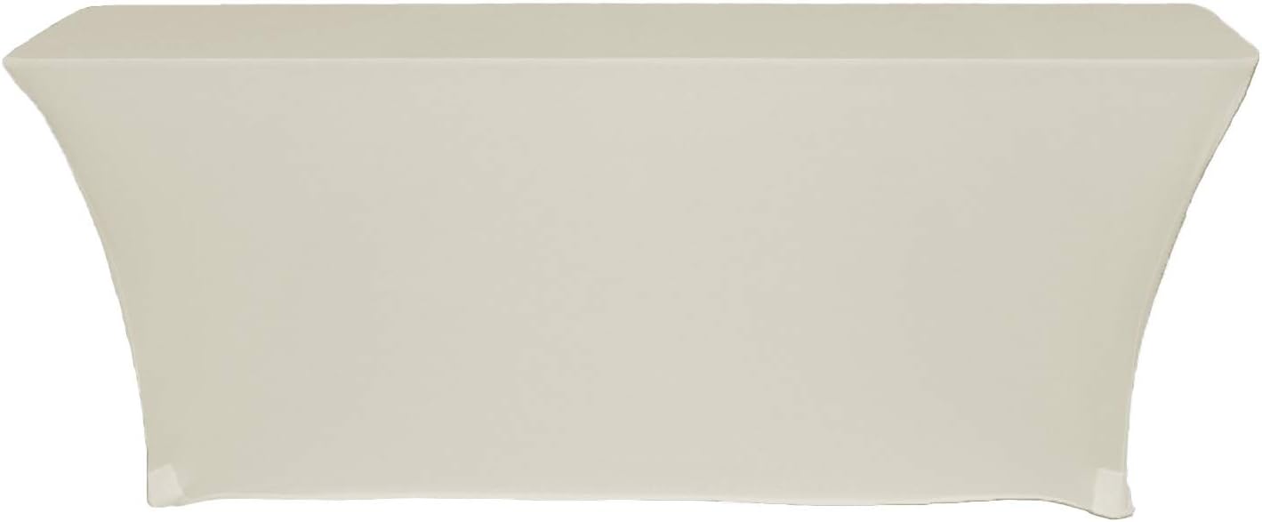YOUR CHAIR COVERS – Mantel elástico rectangular de elastano de 6 pies x 18 pulgadas, con espalda abierta y espalda abierta, color marfil