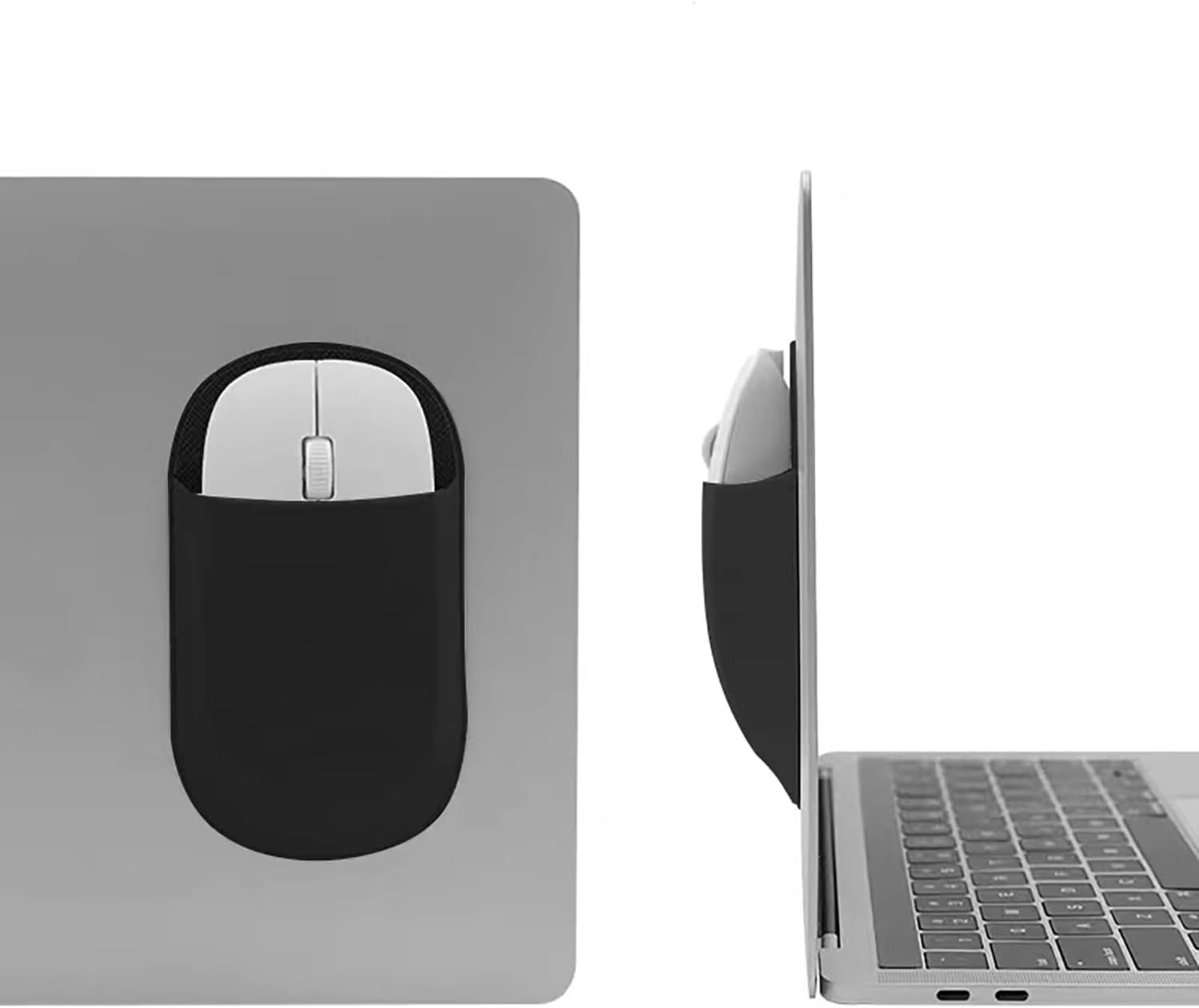 AubRie Bolsa universal para mouse adhesiva, soporte inalámbrico adhesivo reutilizable, sin residuos de pegamento, compatible con Apple Mouse y otros