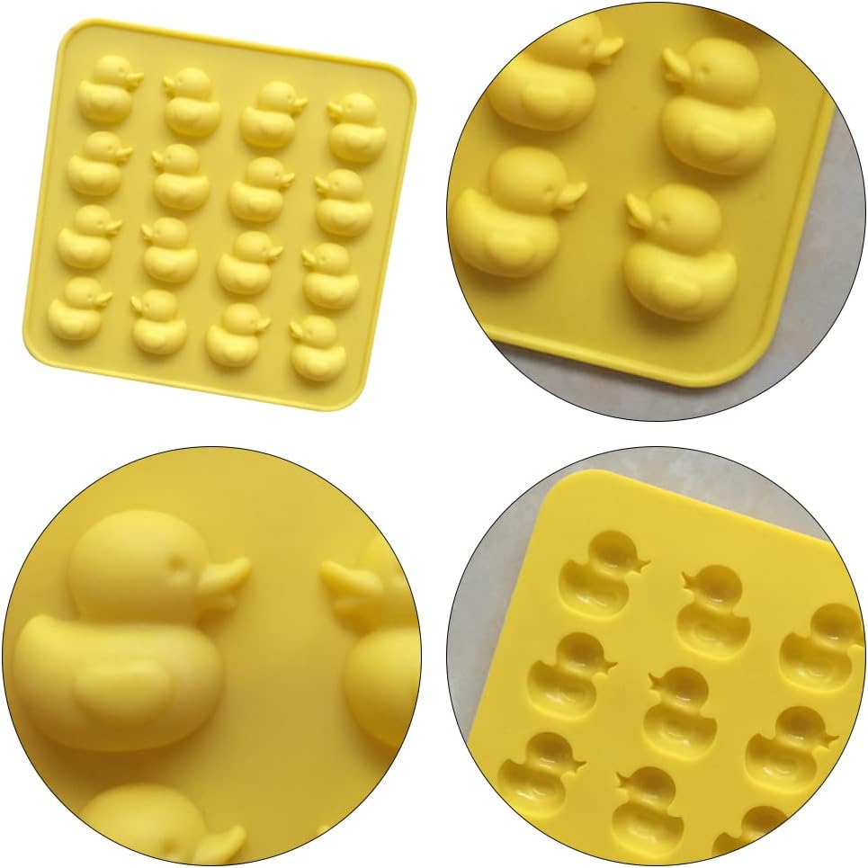 Molde de silicona para chocolate y pato, molde de silicona con forma de pato para hornear, 16 cavidades, antiadherentes, de grado alimenticio, para
