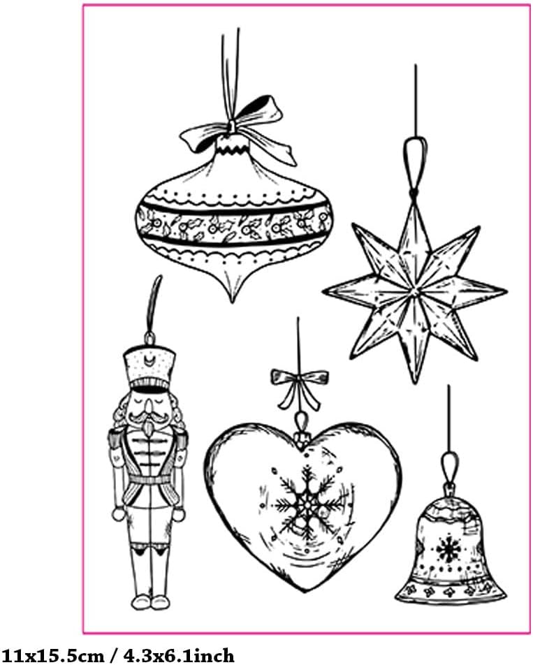 Arbuya Bolas de Navidad transparentes para hacer tarjetas de Navidad o diarios, adornos decorativos de Navidad con estrellas colgantes, sellos de
