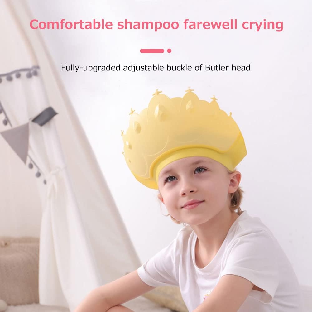 Gorro de ducha de bebé, sombrero de champú impermeable para niños y niñas pequeños que protege las orejas y los ojos. Corona de baño de silicona