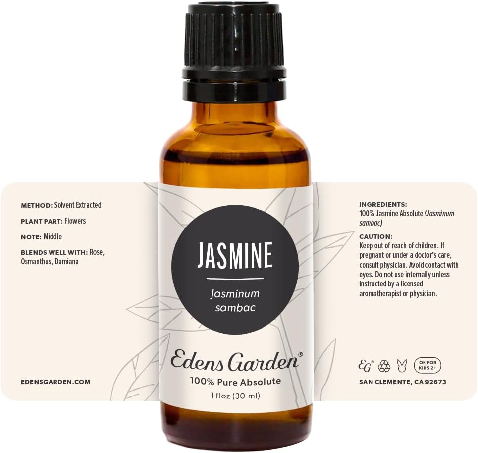 Edens Garden Aceite esencial absoluto de jazmín – Sambac, 100% puro, grado terapéutico (aceite esencial aromático natural sin diluirhomeopático