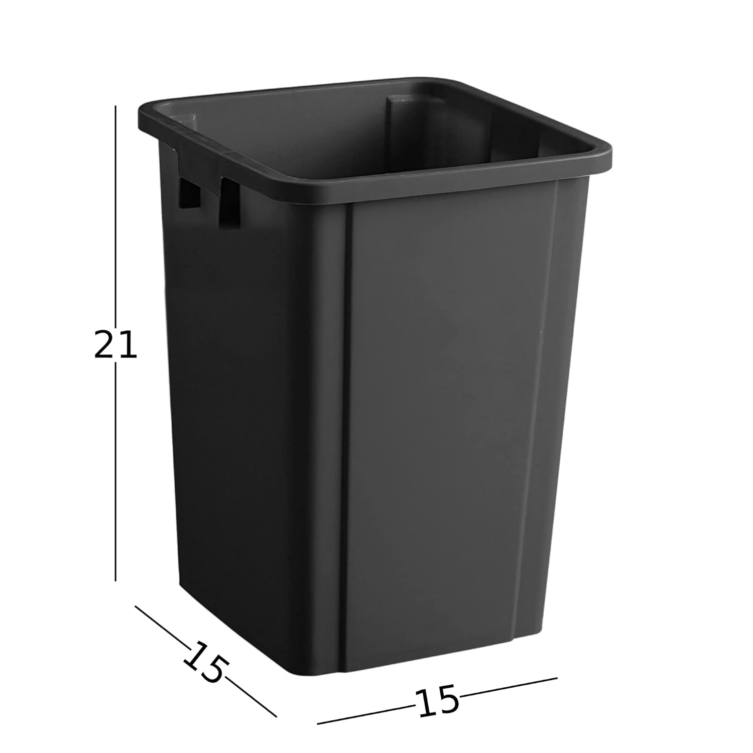 Bote de basura cuadrado negro de 19 galones para restaurante, papelera comercial, papelera de plástico alto, papelera industrial, papelera cuadrada