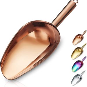 Berglander Cuchara de hielo de acero inoxidable oro rosa de 6 onzas, cuchara de hielo de metal chapado en cobre de titanio para máquina de hielo, Berglander Cuchara de hielo de acero inoxidable oro rosa de 6 onzas, cuchara de hielo de metal chapado en cobre de titanio para máquina de hielo,