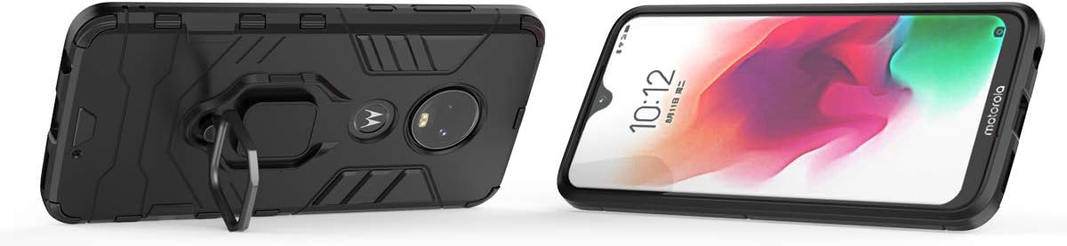 Funda para teléfono Moto G7G7+Revvlry Plus con protector de pantalla de vidrio templado y soporte para anillo, accesorios delgados para celdas duras