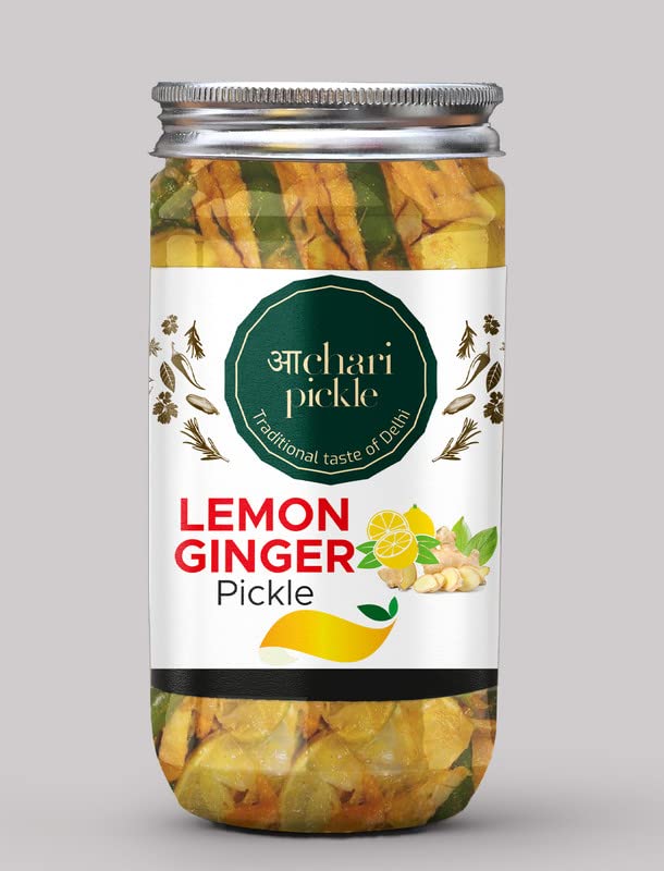 Limón+pepinillo de jengibre Neembu+Adrak Ka Aachar(400G) – Receta de la madre  Pepinillo orgánico del norte de la India  Limón+pepinillo de jengibre