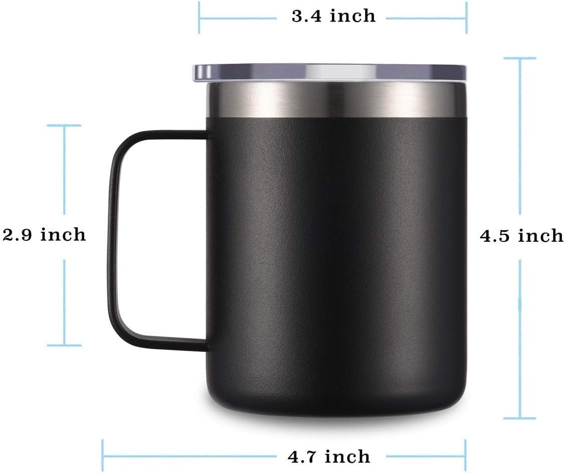 Gteller Taza de café de 12 onzas con asa, vaso de acero inoxidable de doble pared aislado Lowball que mantiene el calor y el frío (azul marino)