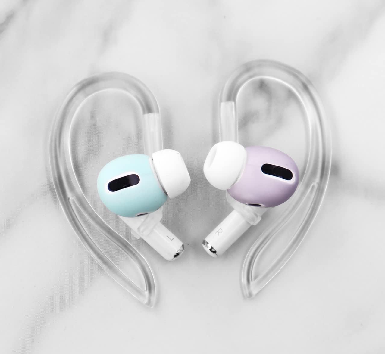 4 pares de ganchos para las orejas compatibles con AirPods Pro 2 2022, ganchos antideslizantes en forma de C y rotación de 360 grados de longitud