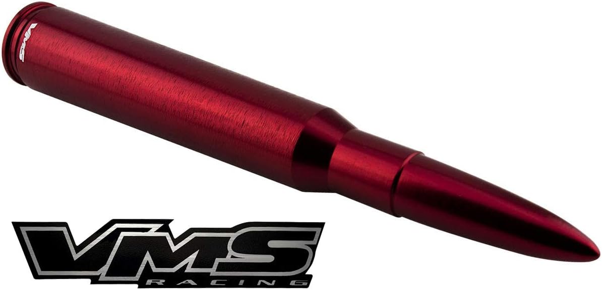 VMS Racing Antena de bala anodizada roja calibre 50, calibre pesado, mecanizado CNC, de aluminio, compatible con CHEVY SILVERADO 1500 2500 3500