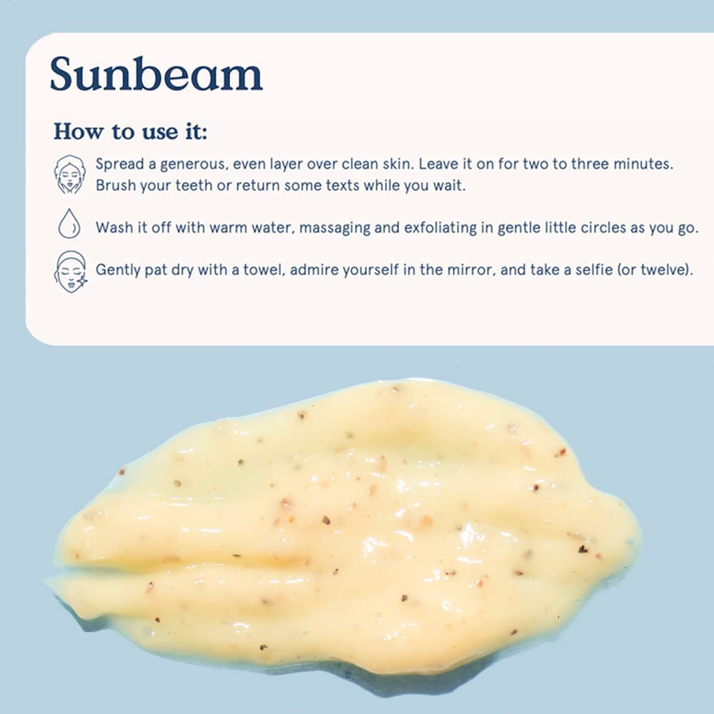 Blume Sunbeam – Mascarilla exfoliante facial suave + mascarilla para el cuidado de la piel que resurge y elimina las capas de piel muerta, máscara